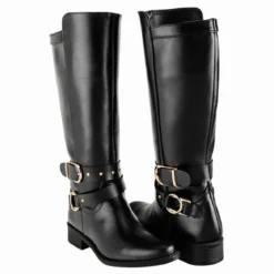 Botas Tipo Equitación Doble Hebilla Para Mujer Fusión 07966