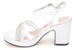Sandalia Vestir Fiesta Graduación Para Mujer Moda Tacón Plata Joza 02930-03507