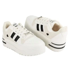 Tenis Blancos Moda Plataforma Para Mujer Gosh 06172