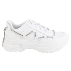 Tenis Blancos Plataforma Brillos Para Mujer Neosport 05216