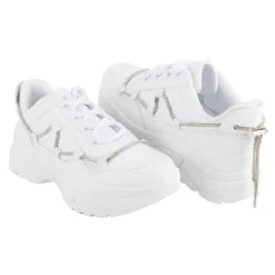 Tenis Blancos Plataforma Brillos Para Mujer Neosport 05216