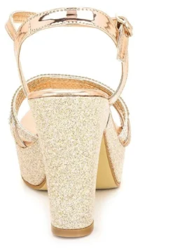 Zapatilla Abierta Vestir Fiesta Graduación Oro Rosado Para Mujer Joza 03506