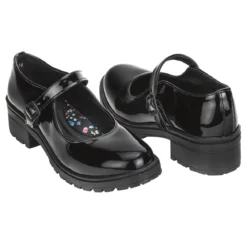 Zapato Escolar Bambino Para Niña Negro Charol Casual 02903