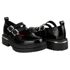 Zapato Escolar Chabelo Para Niña Mocasín Doble Hebilla 07227